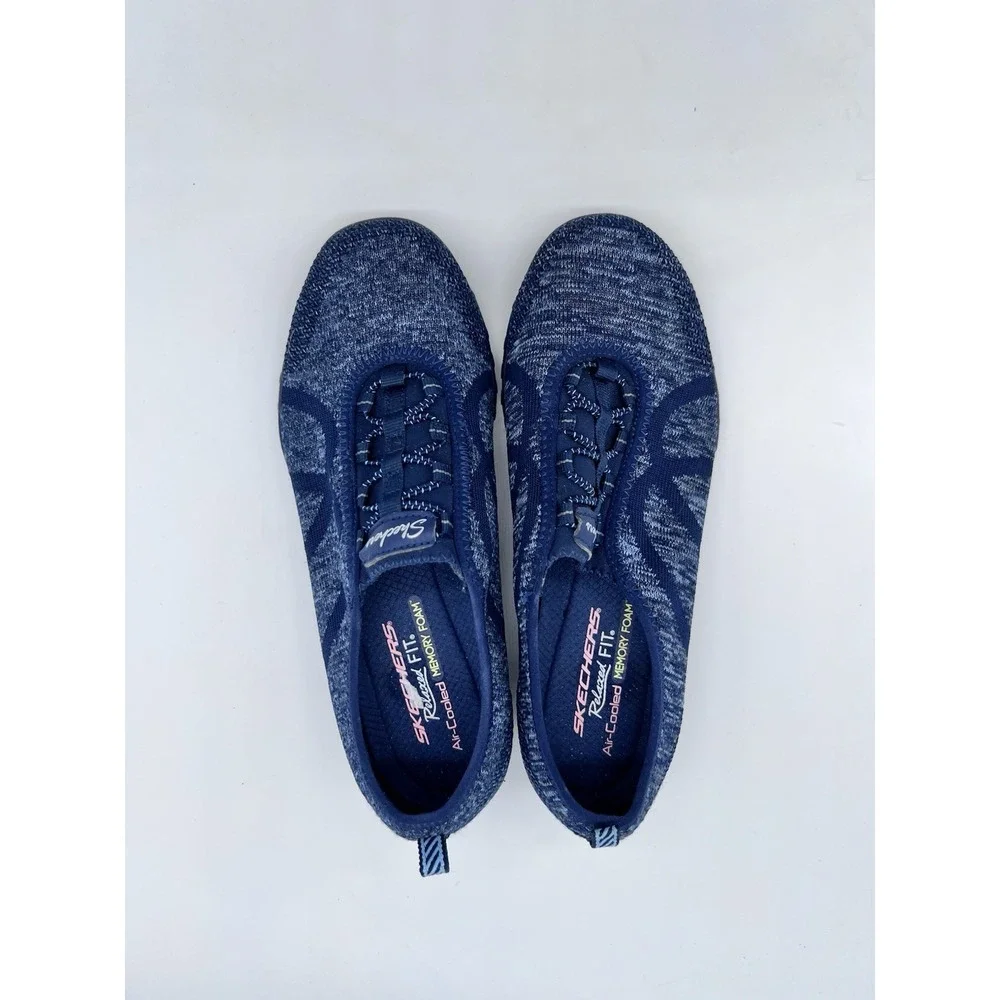 Skechers Shoes Women's 8.5 Blue Relaxed Fit Slip On Air‎ Cooled Memory Foam Knit